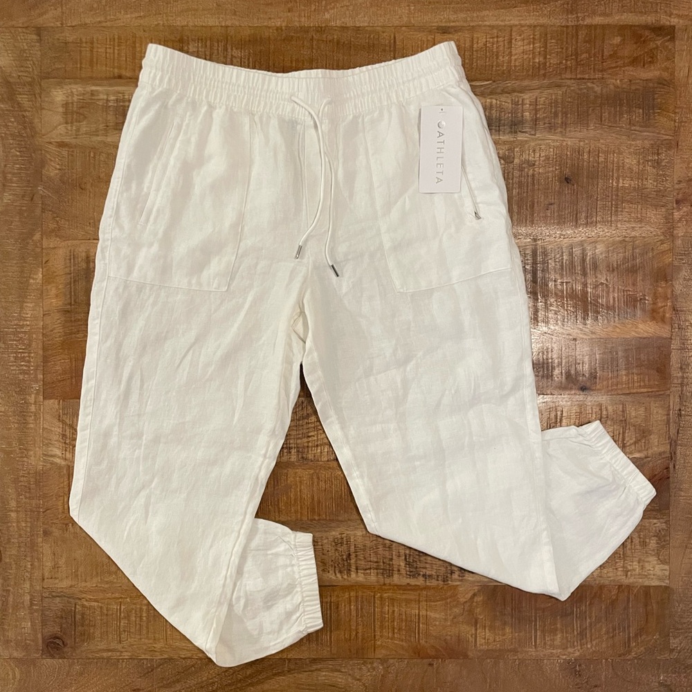 NWT Athleta Retreat Linen Joggers - Picture 2 of 7